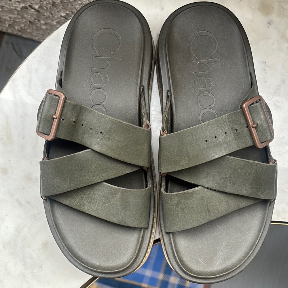 Chaco Forest Green Slide Sandals